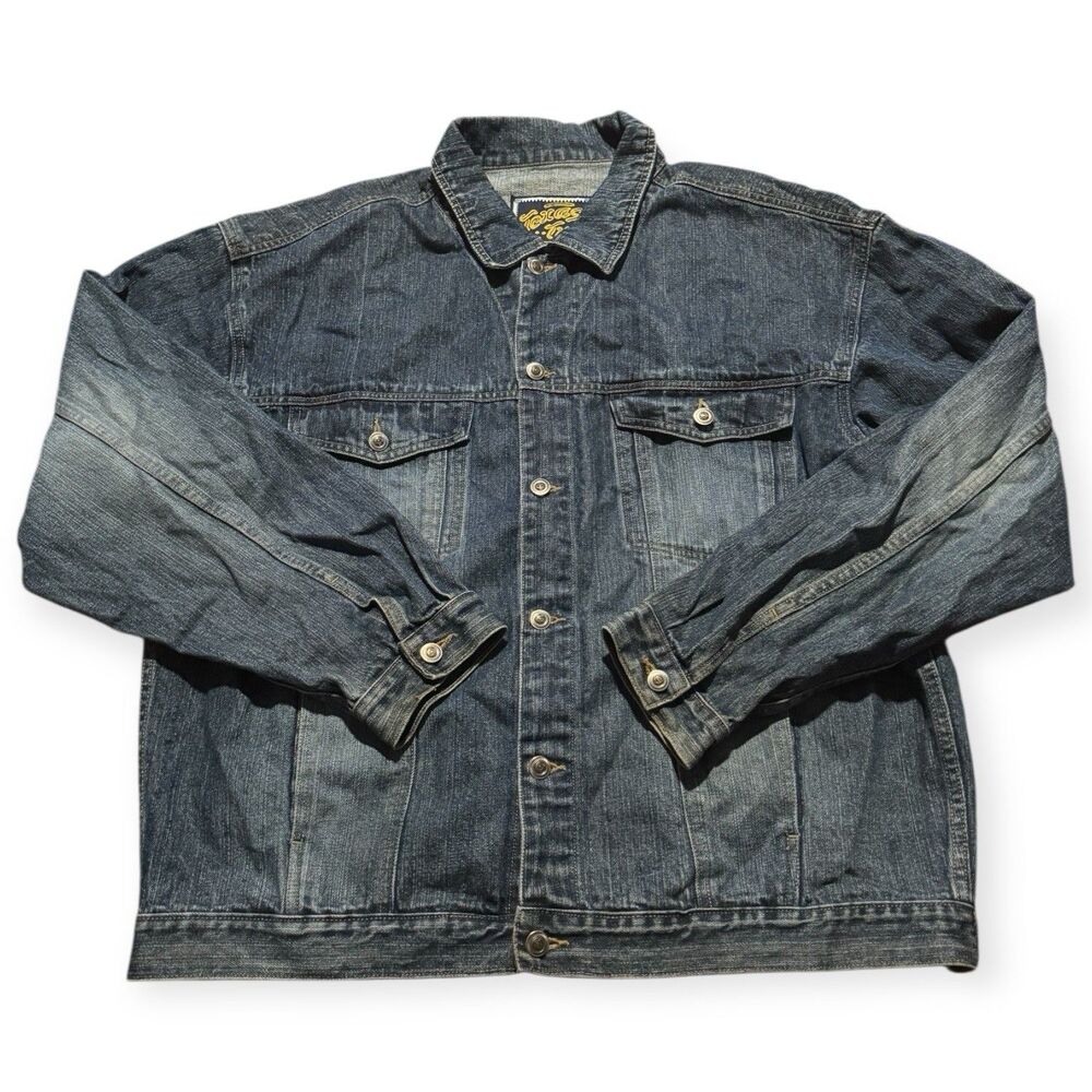 Vintage Texas Tuff Men’s 2XL Acid Wash 1988 Denim Jean Jacket Y2K Blue Grunge